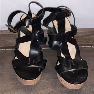 Used Guess Black Cork Wedge size11